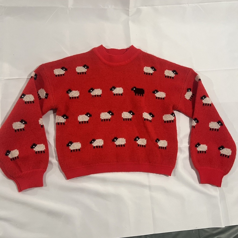 BB Dakota Women's Black Sheep Sweater Steve Madden Shy Di Cropped Size XS READ